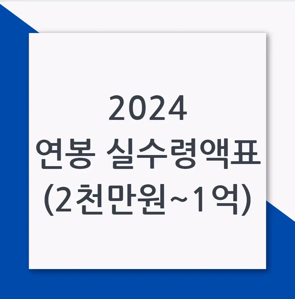 2024 연봉 실수령액표