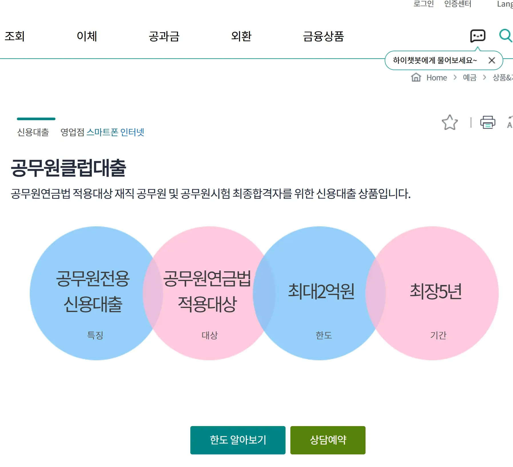 하나은행 공무원클럽대출