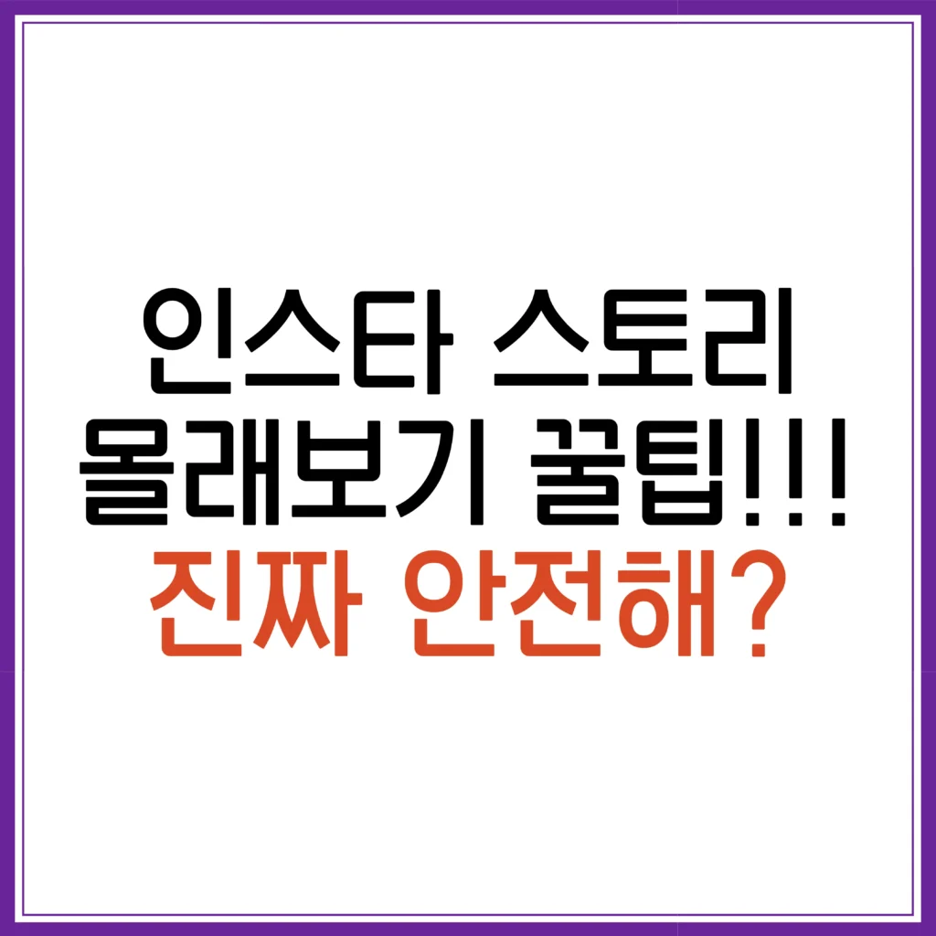 인스타그램 스토리 몰래보기